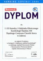 W Rankingu Szpitali „Newsweek” 2004 - Śląskie Centrum Chorób Serca w Zabrzu zajęło: - Zdjęcie główne